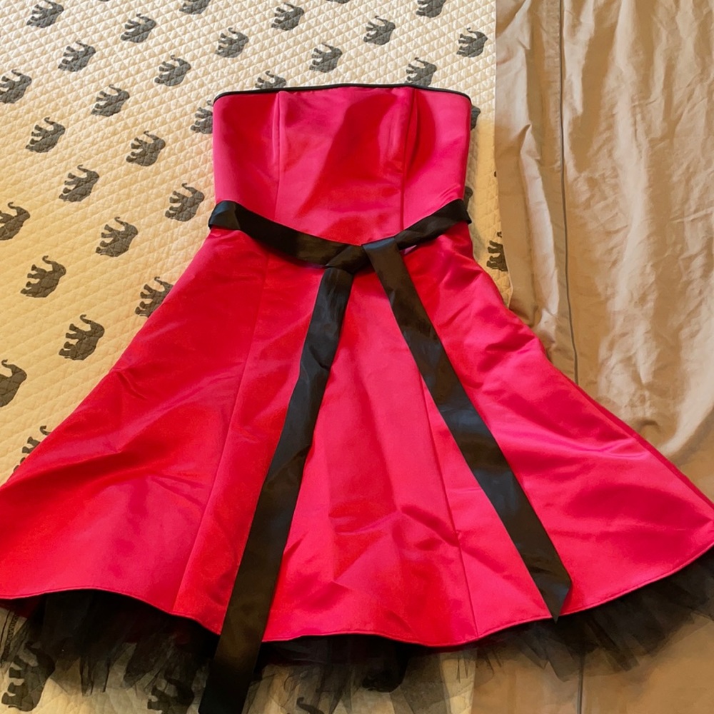 Hot pink, short, formal dress